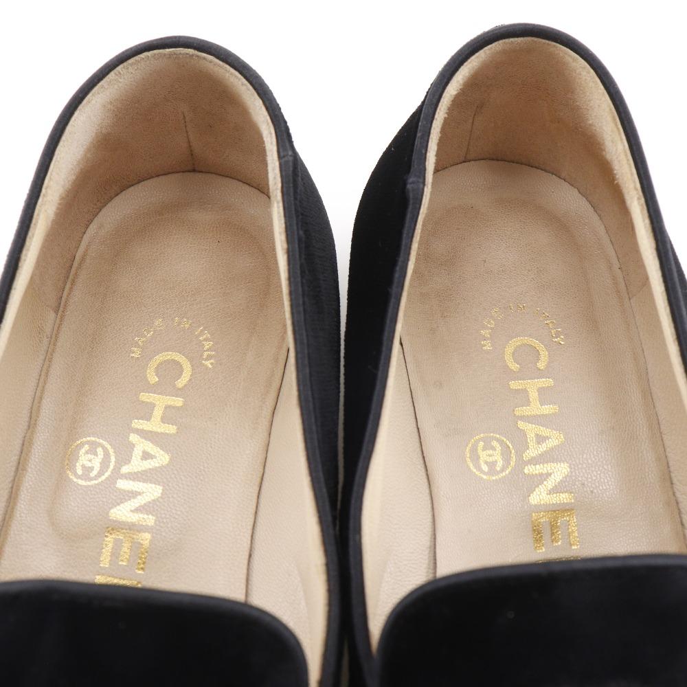 Chanel נעלי לופרס COCO Mark נעלי אופרה קטיפה שחורה נשים משומשות