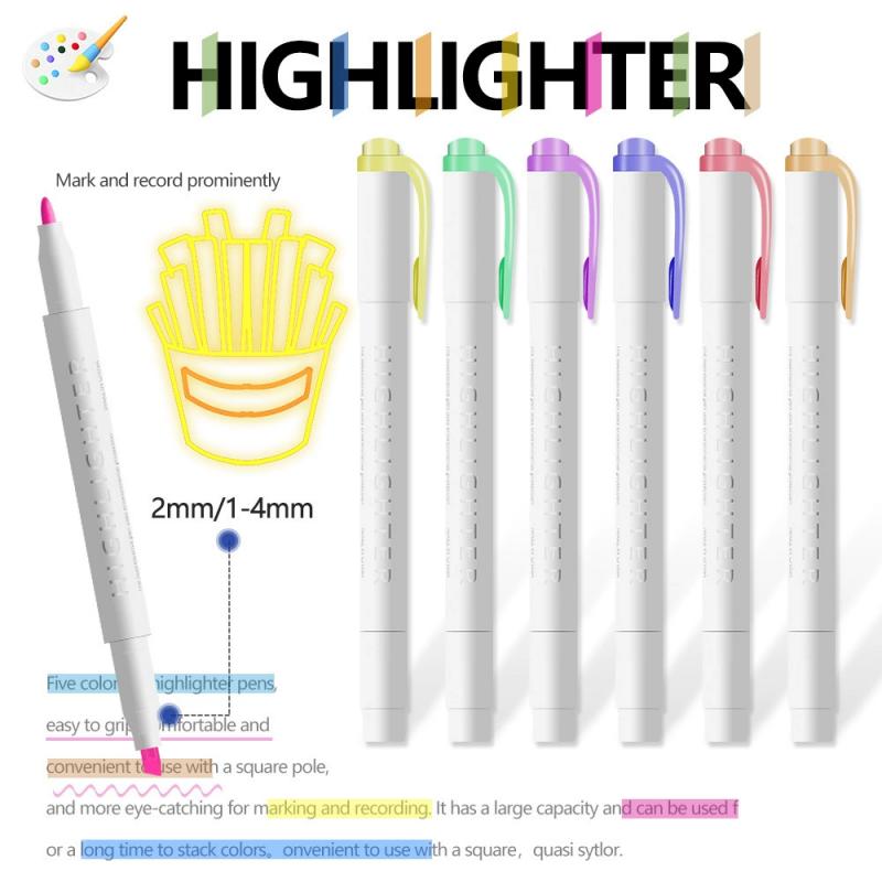 25 Color Highlighter Double Tip Markers Pen Set for Student Hand Account Pen Painting Graffiti School Office Stationery Supplies