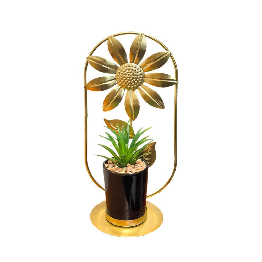 Creative Design Metal Potted Ornaments Glass Flower Pot Artificial Succulent  Living Room
