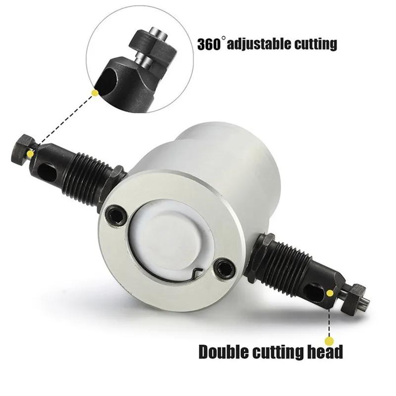 Metal Sac Kesici Çift Başlı Demir Kemirici Kesme Aleti Elektrikli Matkap Eklentisi Modifikasyon Plakası Zımba Makası Ayarlanabilir