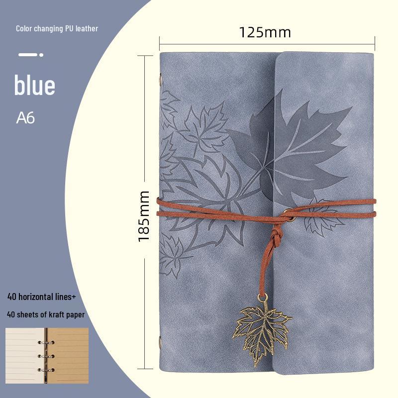 Maple Leaf Retro Loose-Leaf Notebook with Customizable Logo and Skin-Feel Cover