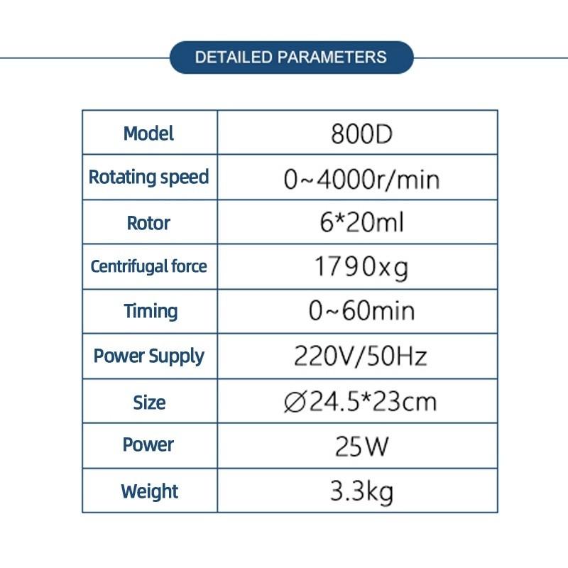 800D Prp Machine Medical Machine Centrifuge Test Blood Prp Plasma Centrifuge Machine 4000RPM Centrifuge