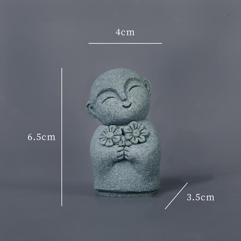 Statue Miniature Durable Exquise Mignonne Petite Figurine de Moines Ornement de Jardin Zen Fait Main Décor d'Aquarium