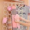 28/12 Holes Scarf Holder Foldable Tie Belt Hanger Hooks Shawl Scarves Rattan Weave Display Rack Wardrobe Space Organizer
