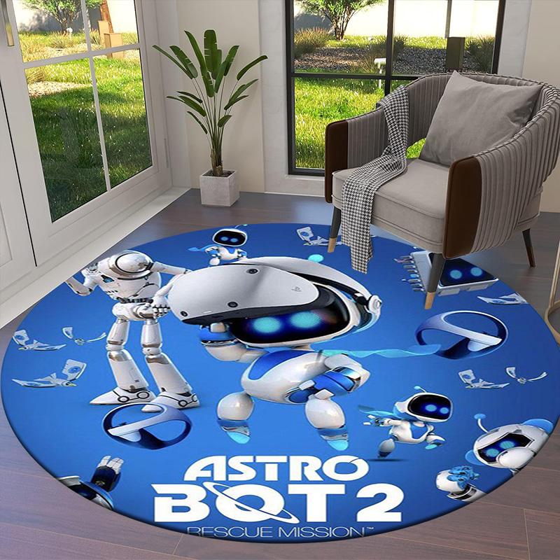 Tappeto Rotondo ASTRO BOT, Tappeto per Soggiorno Camera da Letto Divano Sala Giochi Decorazione, Tappetino Antiscivolo