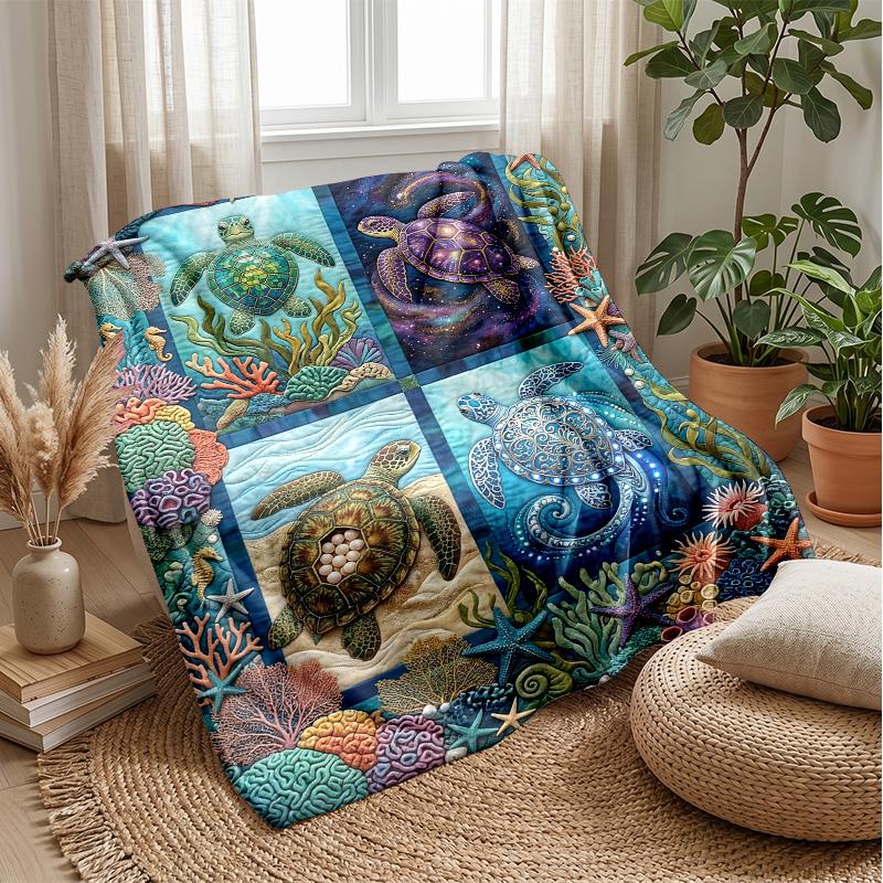 Ocean Life Pattern Theme blanket Lightweight Warm Flannel Blanket Decorative Throw Blanket for Home Decoration