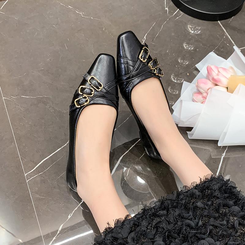 

Туфли с острым носком, неглубоким вырезом, черные балетки на низком каблуке, женская обувь 2025, модные повседневные кроссовки на каблуках, платье медсестры 35 чёрный