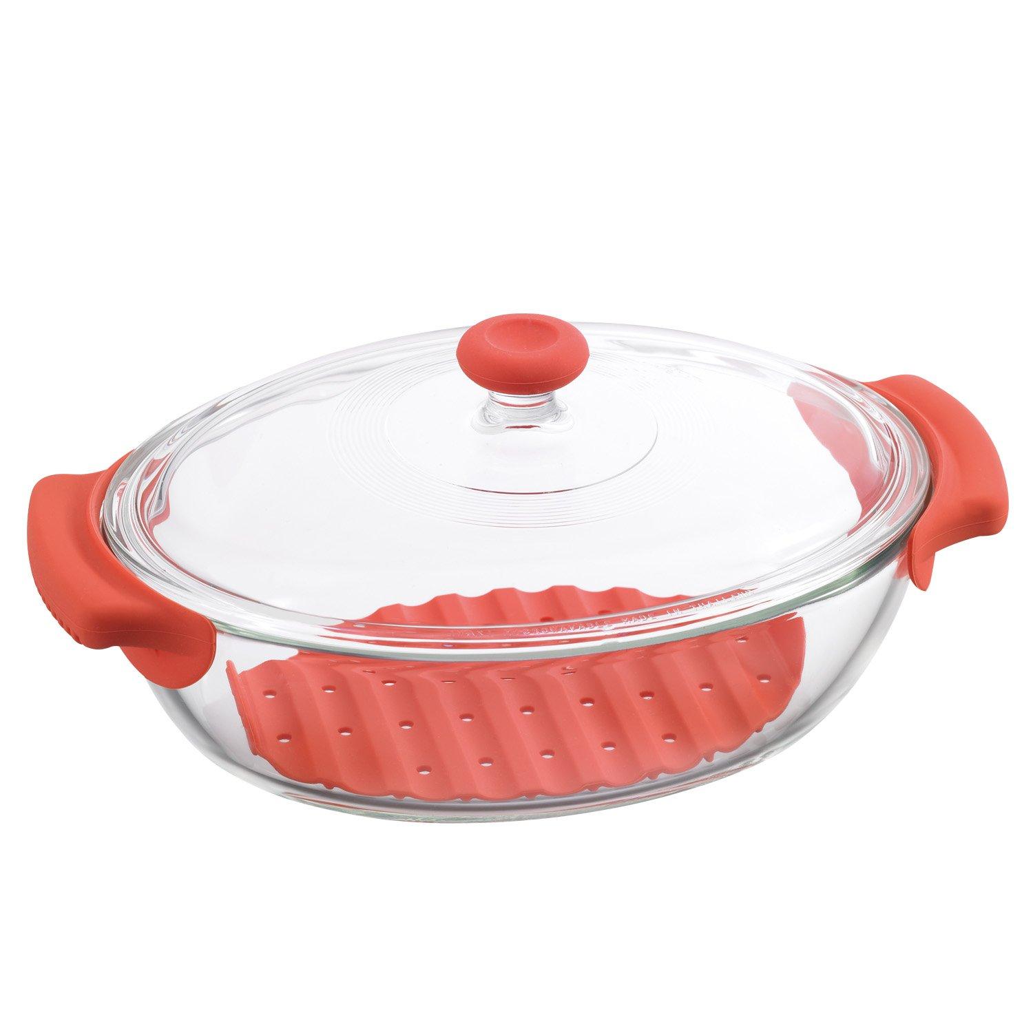 

iwaki Heat-Resistant Glass Microwave Cocotte, Arentin, Apricot Pink, 1.3L, KT652-P