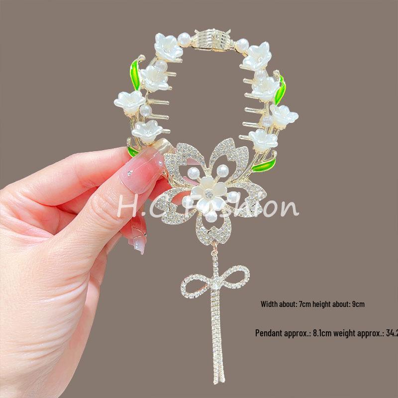 Elegant Lily of the Valley Tassel Hairpin: Timeless Updo Clip for a Refined Look