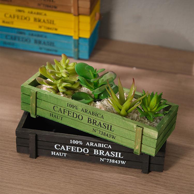 Retro Garden Plant Pot Vintage Wooden Storage Box For Sundries Stationery Pen Box Succulents Flower Pots Balcony Home Decoration