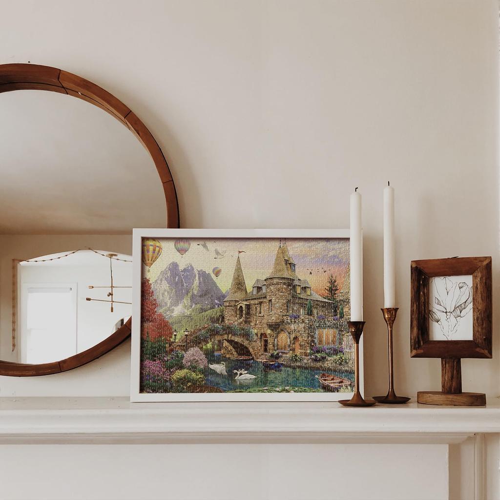 MISITU Micro Piece Jigsaw 1000 Landscape Stylish Swan Castle x 38 Puzzle, Pieces, Painting, Castle, Garden, Lake, Gift, Birthday, Christmas, Interior,