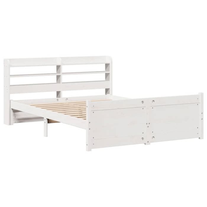 VidaXL Cadre de lit avec tête de lit blanc 140x200 cm bois pin massif, lit, cadre de lit en bois massif, meuble de chambre à 3306763