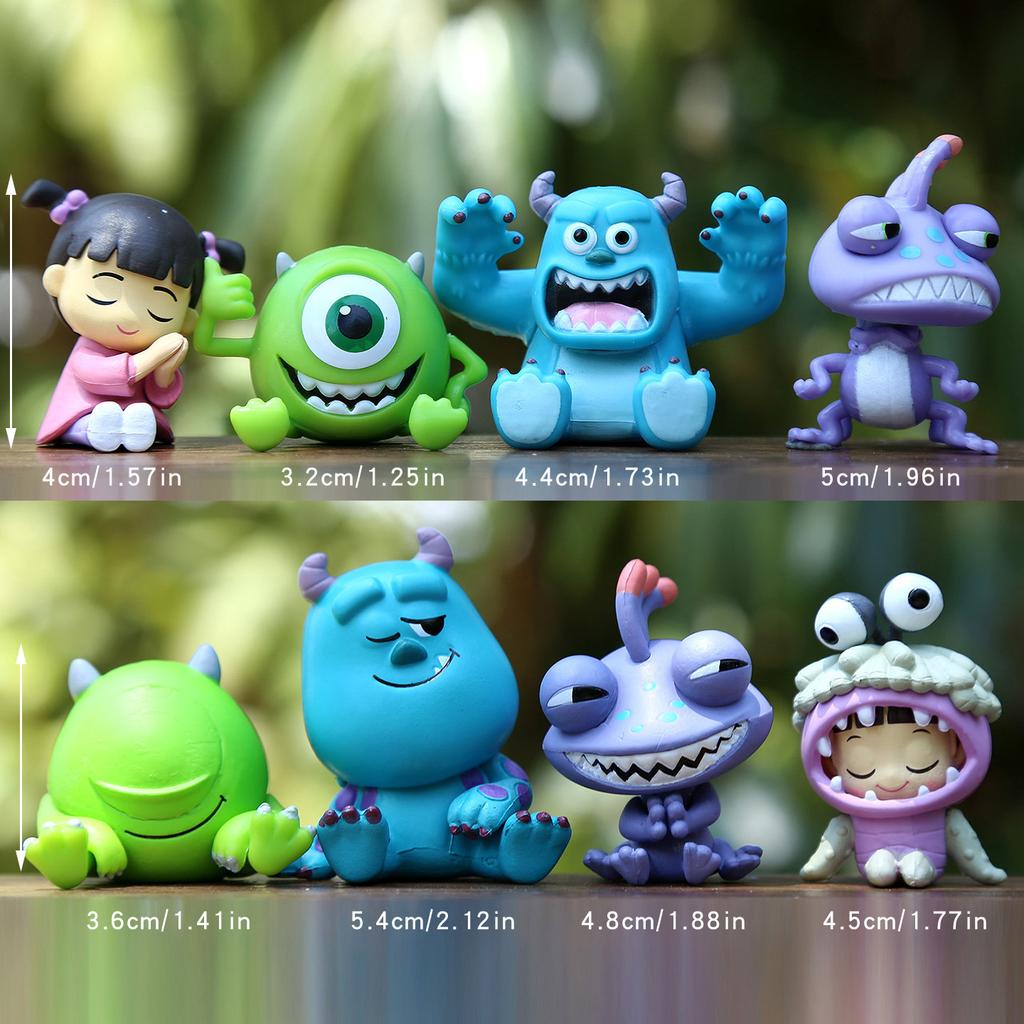 4 Stück Universität Monster AG Figuren James Sullivan Anime Actionfigur Michael Wozowski Randall Boggs Q Version Modell Spielzeug