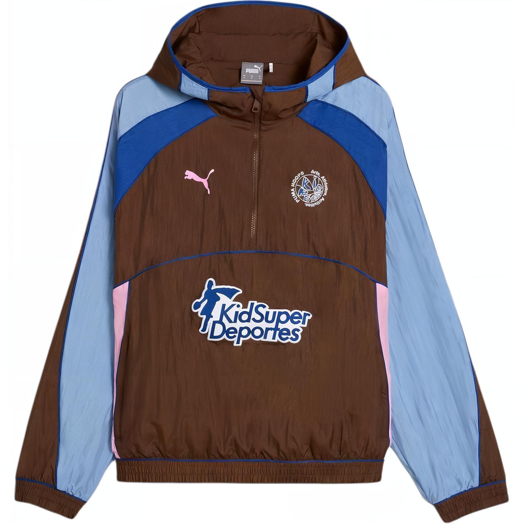 PUMA Hoops x KidSuper Track Jacket  Blue Brown  Men s 627854-01 M