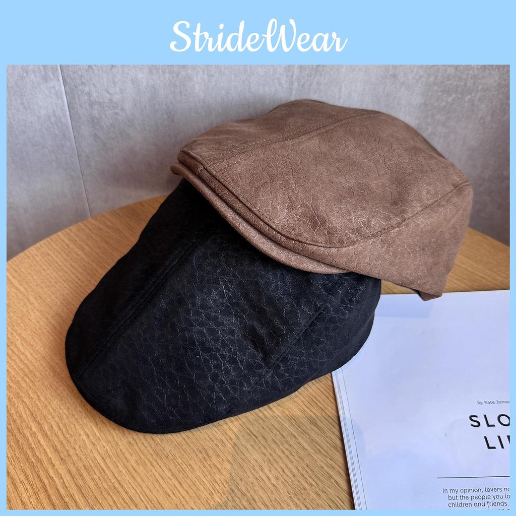 Simple Suede Beret With Solid Color Design For Windproof Warm Wear Winter