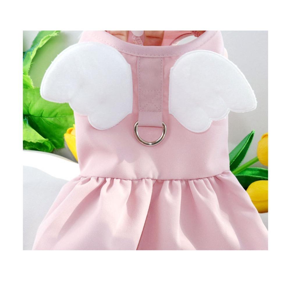 Soft Breathable Fabric Pet Harness Dress Pink Puppy Traction Wear  Street Casual Walk