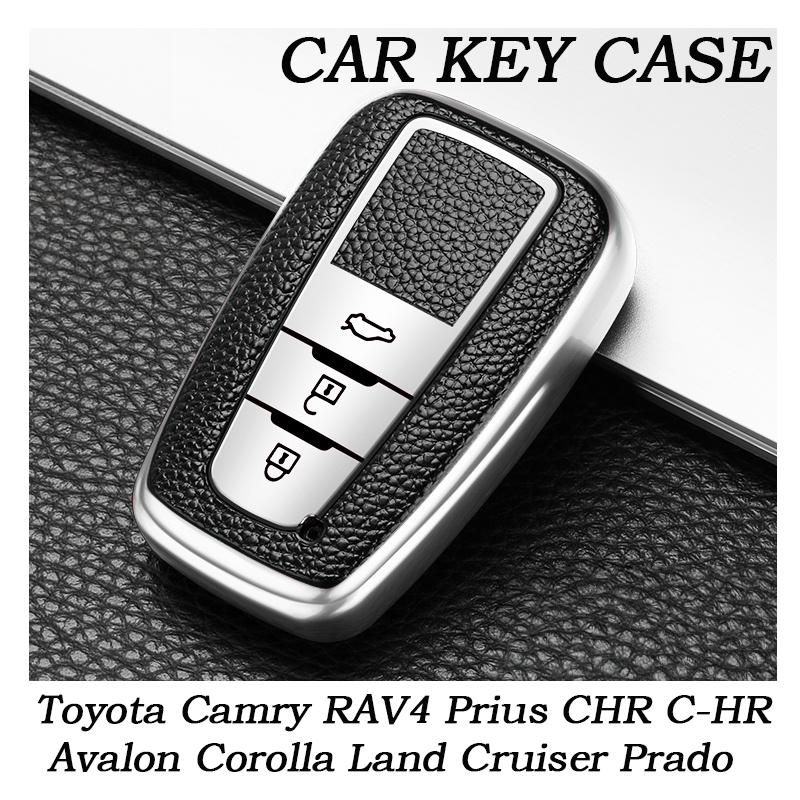 Leather 2/3 Button TPU Car Remote Key Cover Case Shell For Toyota Camry RAV4 Prius CHR C-HR Avalon Corolla Land Cruiser Prado Accessories