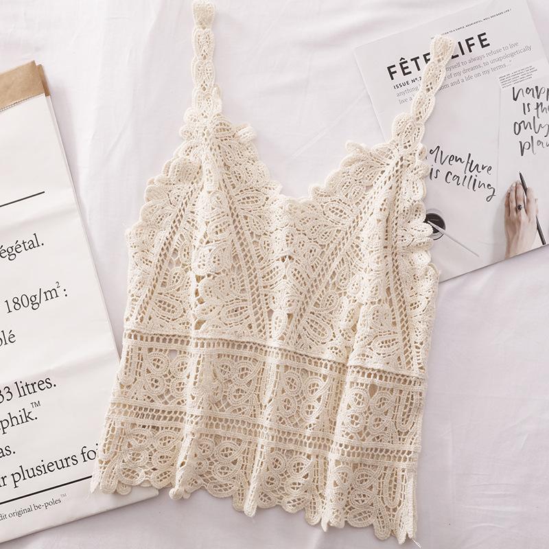 Chaleco de ganchillo de punto hueco para el verano de mujer con nuevo top de tirantes suelto bohemio sin mangas