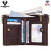 Humerpaul Genuine Leather Bifold Wallet For Men Slim RFID Blocking Credit Card Holder Credential Purse Zipper Coin Purse Male Money Bag