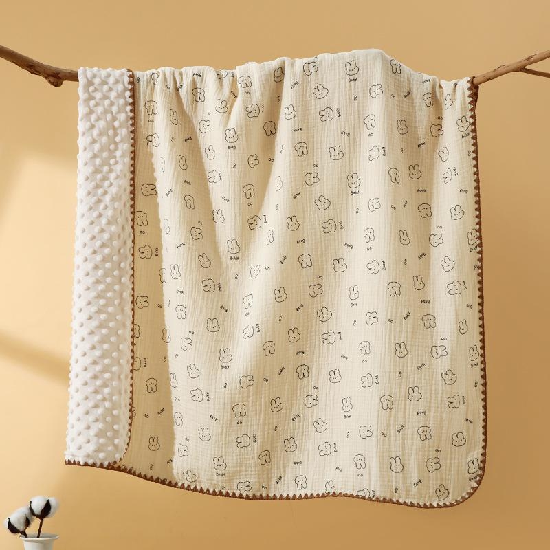 

Newborn Quilt Spring And Autumn Thickened Bean Velvet Baby Comforting Quilt Cartoon Print Baby Swaddle Quilt 100*100cm