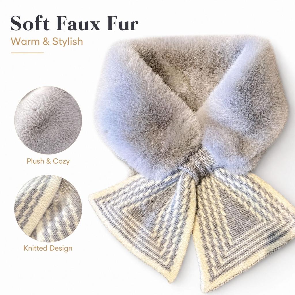 Women's Striped Knit Neck Warmer Scarf, Thick Winter Neck Gaiter for Cold