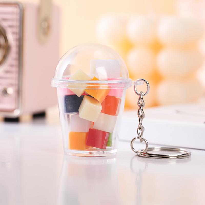 Influencer Shaker Cup Keychain: Toy Food Pendant for Students & Couples