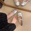 Fairy wind gentle with skirt ballet single shoes female summer 2025 new silver soft flat one pedal beanie shoes
