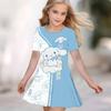 Girls 3D Print Dresses Kids Girl Party Short Sleeve Princess Dress Tank 3D  Cute Cartoon  Print Dress
