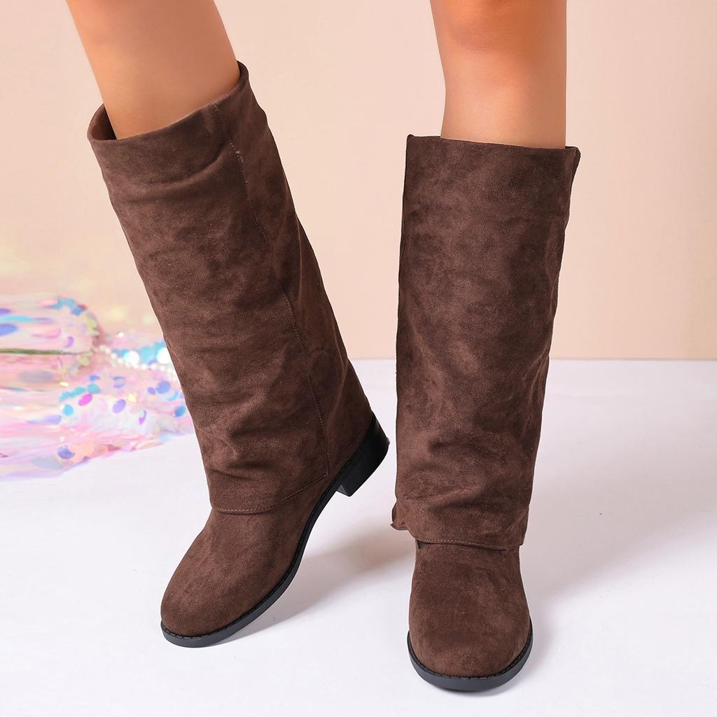 Autumn and Winter New Casual Mid-leg Boots Women's Pointed Toe Temperament Is No More Than Knee Boots