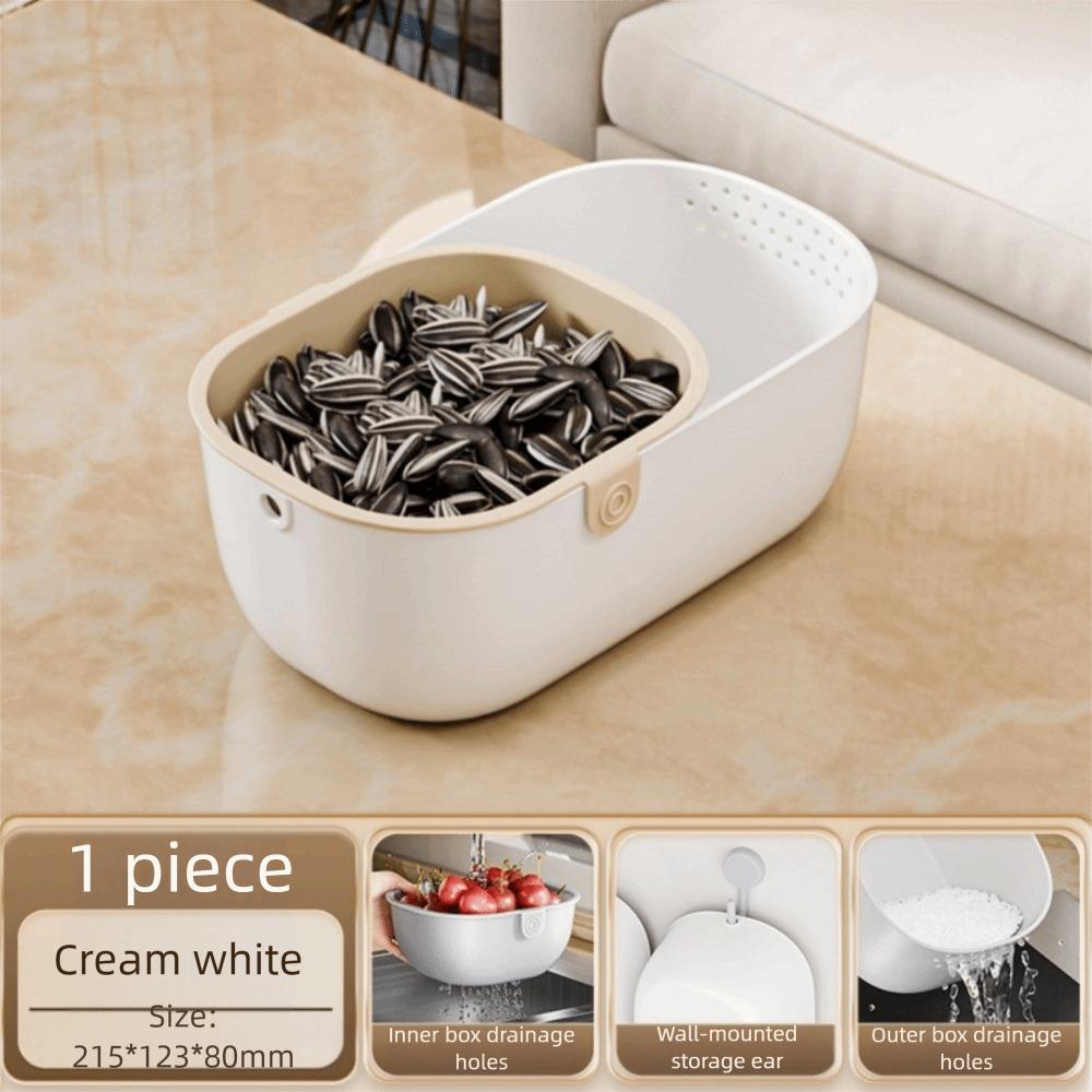 Double Layer Fruit Drain Basket Large Capacity Household Dried Fruit Container with Drain Tray Multifunctional Fruit Box