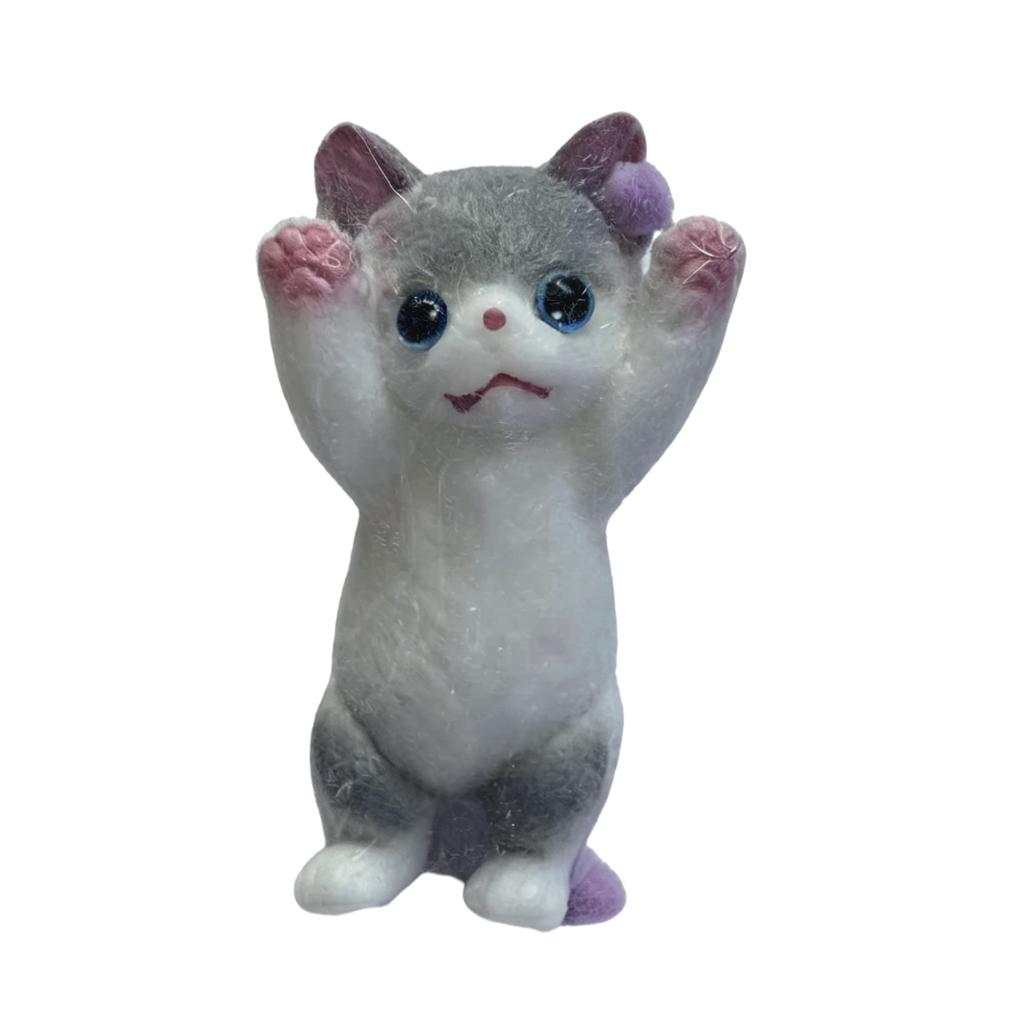 Standing Cat Plush Toy Soft Stuffed Animal Figure Lifelike Kitty Ornament for Desk Home Office Decoration Gift for Kids Adults