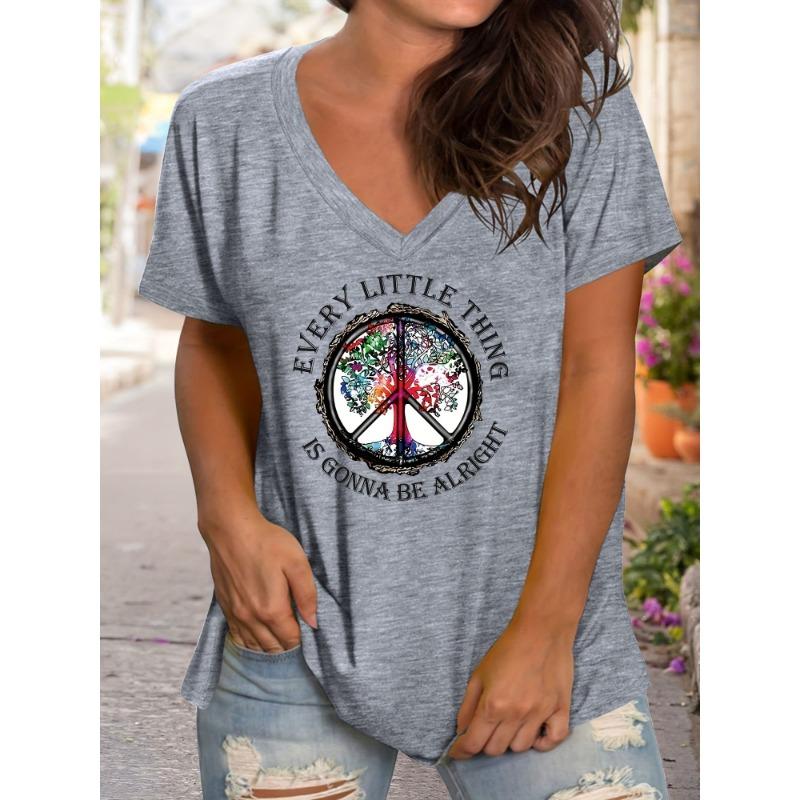 Bob Marley Every Little Thing Is Gonna Be Right Lyrics Large Women s V-neck Short sleeved T-shirt S