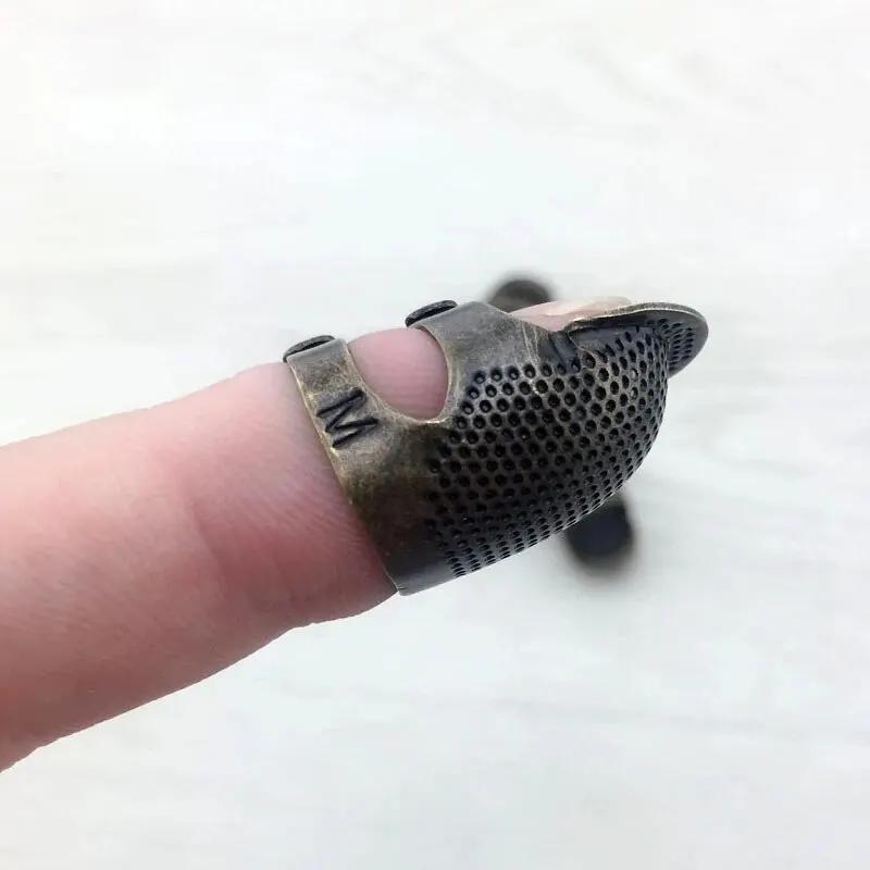 Adjustable Vintage Sewing Thimble, Handmade Anti-Slip Embroidery Anti-Loop, Vintage Acupressure Needle Ring Finger Holder