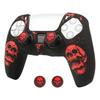 RALAN PS5 Controller DualSense Compatible with Silicone Joystick Caps, Non-Slip, Black, Perfect Fit, Ergonomic Design (Black and Red Skull)