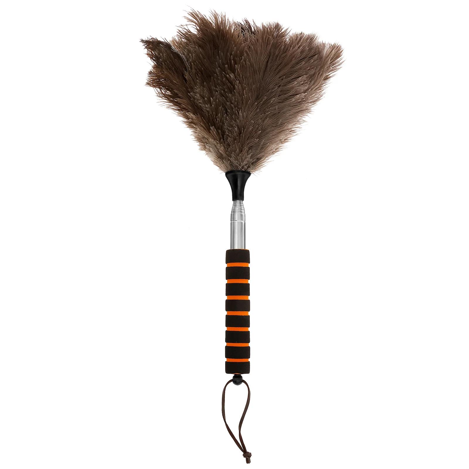 

Extendable Ostrich Feather Duster With Stainless Steel Long Handle Brush Household Ceiling Fan Furniture Dust Cleaning Tool сірий