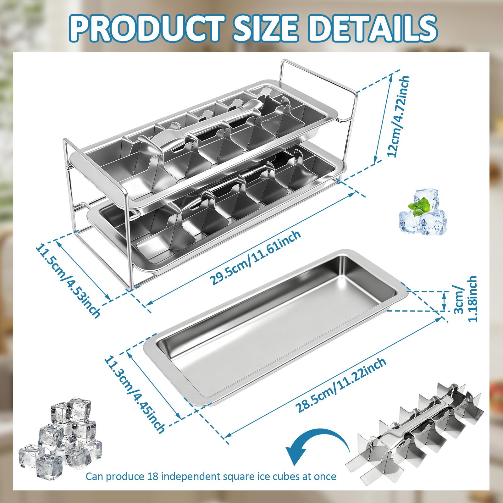 

2 Layer 36 Slot Stainless Steel Ice Cube Tray Removable Metal Ice Cube Maker with Release Lever Rustproof Kitchen Freezer Mold