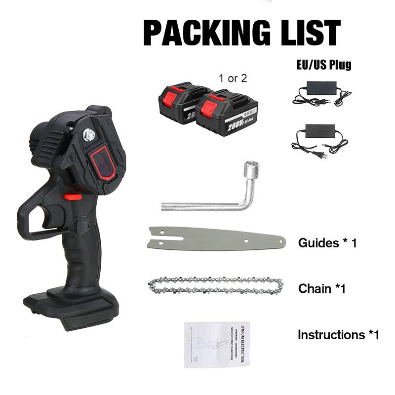 3000W 6-Inch Mini Electric Saw Cordless Chainsaw Fruit Tree Woodworking Garden Tools Handheld Wood Cutter