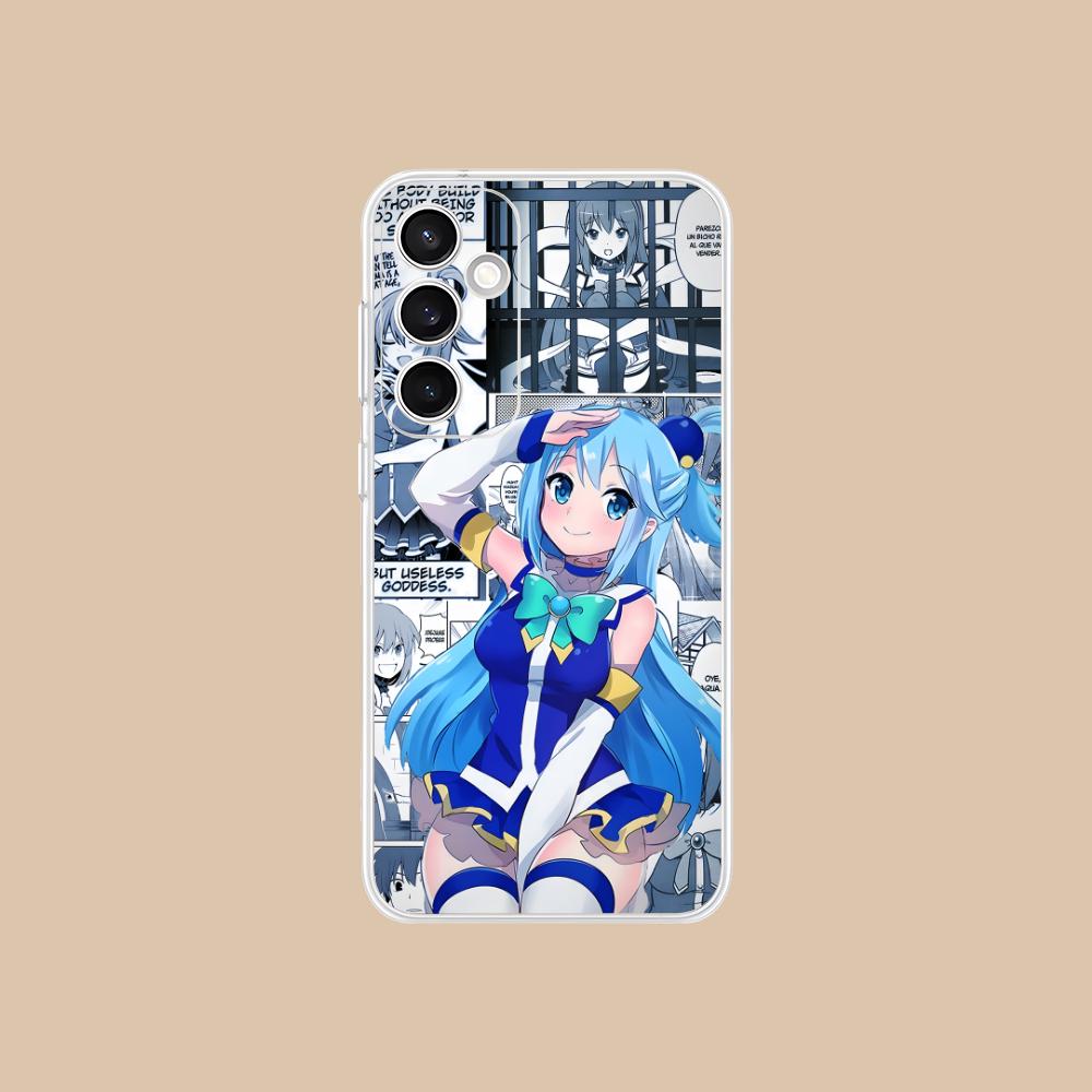 Konosuba Aqua Mobile Phone Case for Samsung Galaxy S25 S24 S23 S22 S21Plus FE Ultra Clear Colour Protective Smartphone Pretty