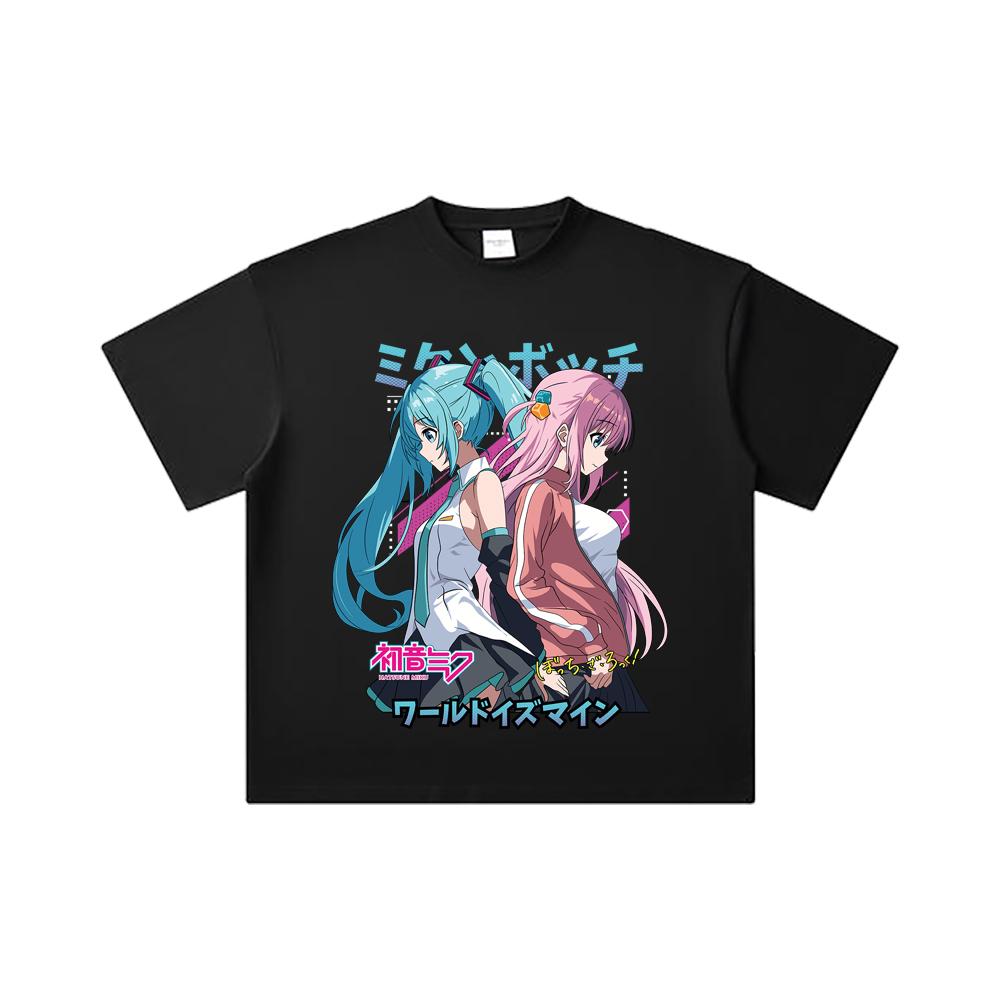 260 GSM Double Yarn 32 Count 100% Cotton Bocchi The Rock V3 Miku Bocchi Print Unisex Heavy Cotton T Shirt