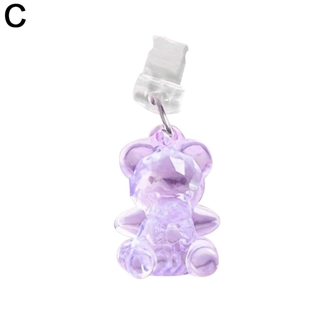 

Charging Port Crystal Anti Dust Plug Kawaii Bear Phone Dust Plug Charm Clear Acrylic Bear Pendant For IPhone