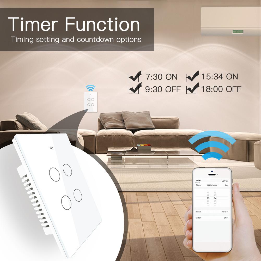 Upgraded 4 Gang Wi Fi Smart Touch Switch Easy Pairing Multi Control Association Backlight ON OFF APP Control Voice