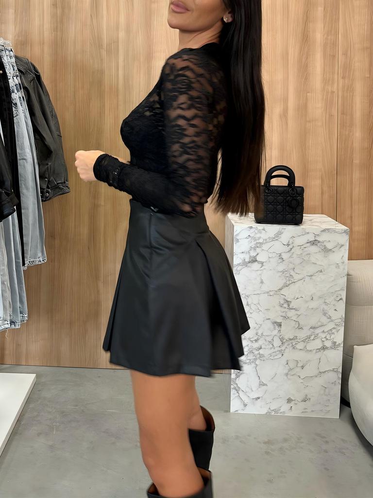 2025 Stylish Black Patchwork Mini Skirt - BB0588