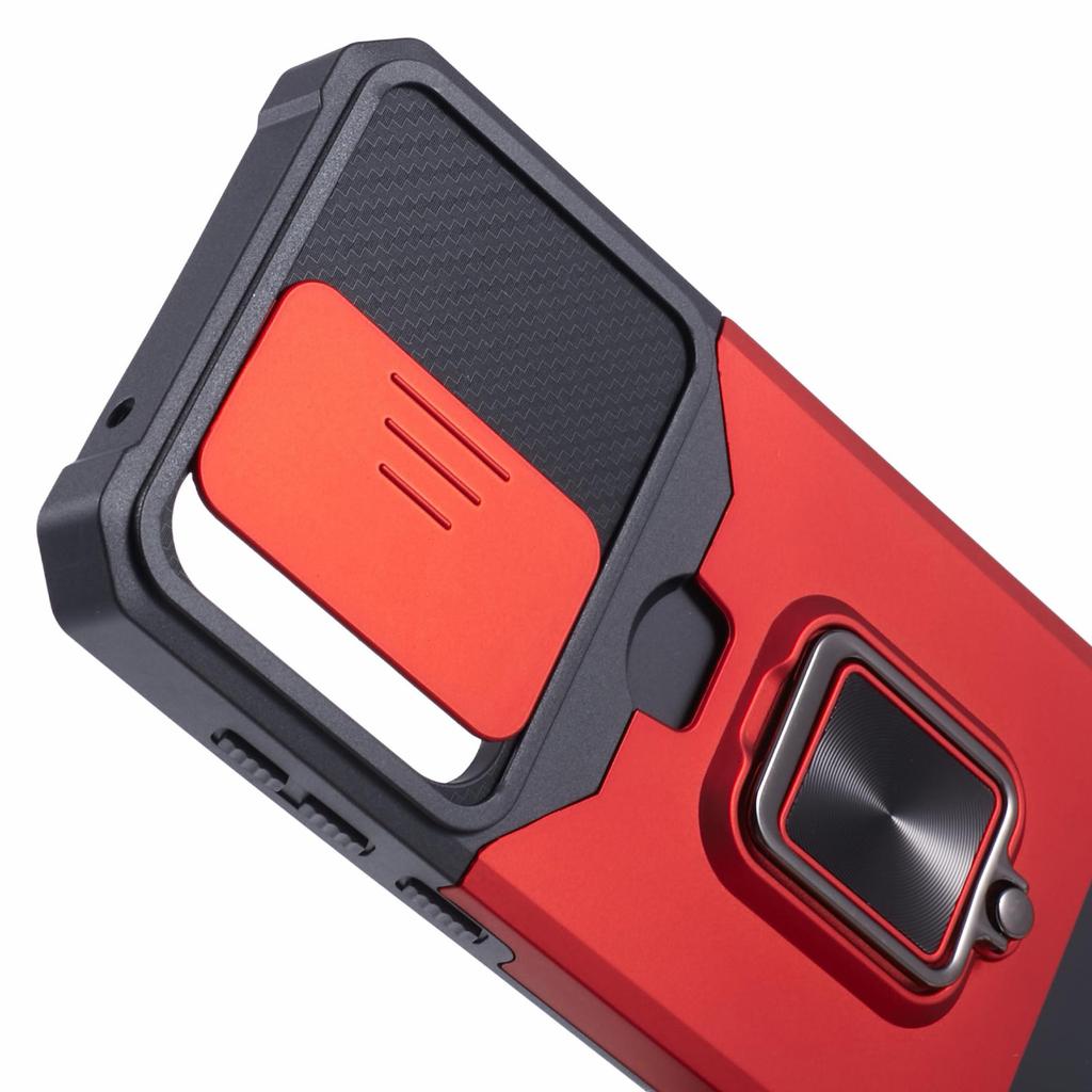 For Samsung Galaxy A55 5G Case PC+TPU Card Holder Phone Kickstand Cover with Slide Lens Lid