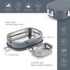 Insulated Steel Lunch Box For Kids School Picnic Use With Leak Proof Lid And Veg Box In Grey With 700ml Capacity