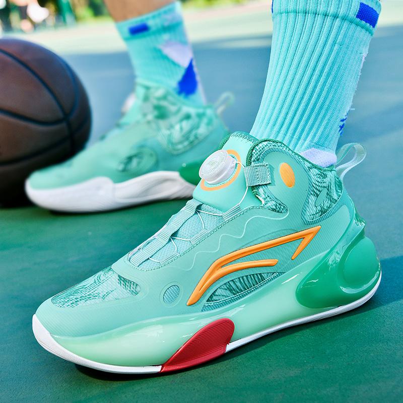 New Basketball Shoes Male Junior High School Students Rotating Buckle Running Shoes Breathable Training Non-slip Sports Shoes