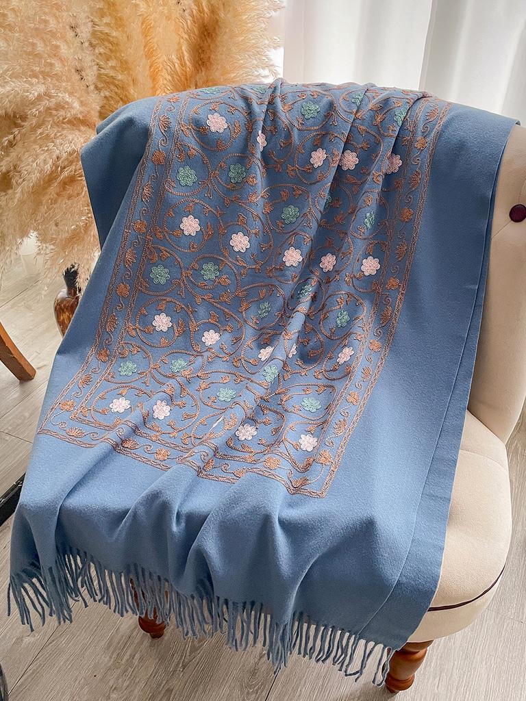 New Embroidery Cashmere Scarf Women Winter Shawl Wraps Hijab Thick Blanket Ladies Long Pashmina Echarpe Neckerchief Bufanda