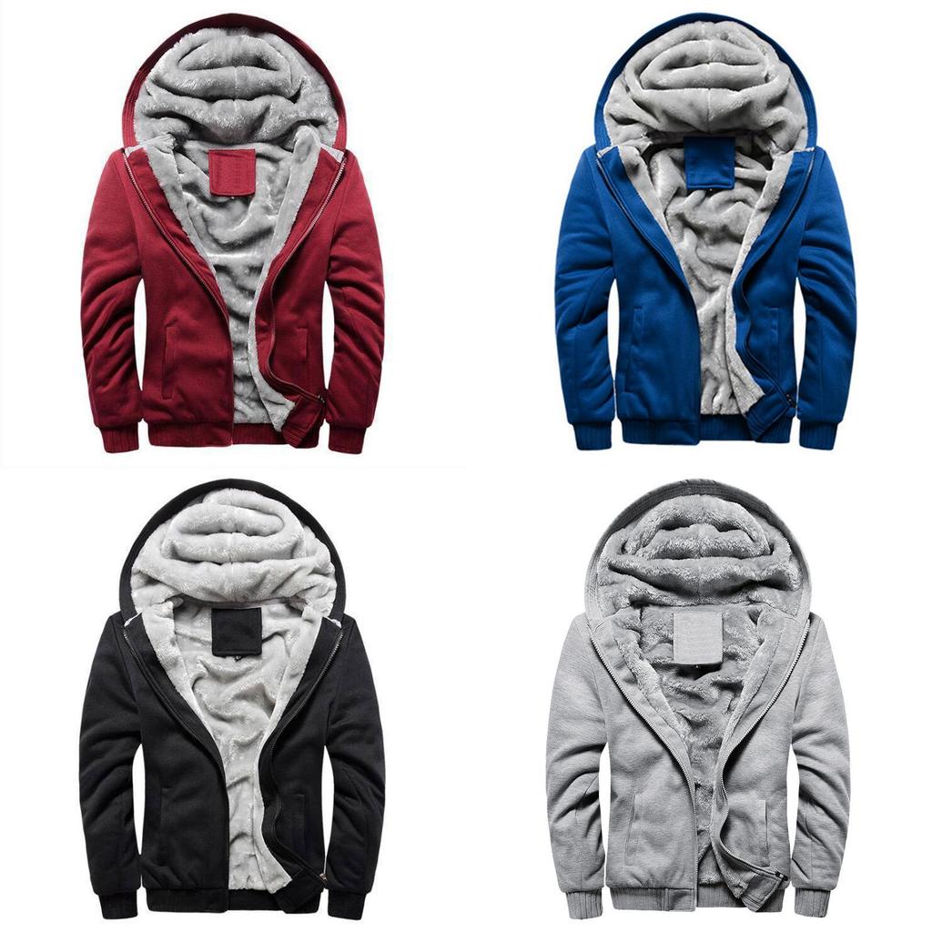 Premium Quality Men's Casual Jacket Coat Hoodie Fleece Thick Hooded Zipper Winter Warm Outwear
