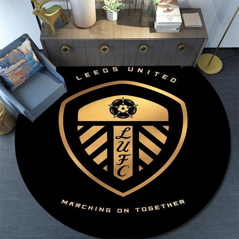 Leeds United Logo Pattern Round rug,Carpet Rug for Living Room Bedroom Playroom ,Non-slip Floor Mat,Holiday Gifts and Birthday Gifts.