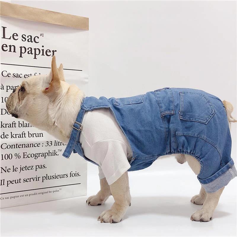 Denim-Overall für Haustiere, Jeans-Kleidung für Hunde, Overalls, Haustierkleidung, Mops, französische Bulldogge, Kleidung für kleine Hunde, Strampler, Ropa Perro