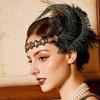 Sequin Feather Headband Crystal 1920s Hair Accessories Temperament Masquerade Hair Band  Girls